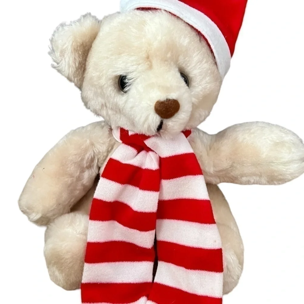 Vintage Christmas Holiday Teddy Bear Plush Jan Stuart Corp Made in Korea 15”
